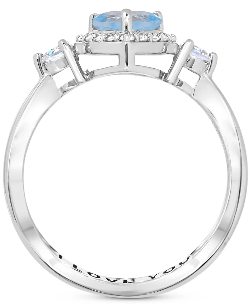 Amethyst (5/8 ct.t.w.) and White Topaz (1/2 'I Love You' Message Ring Sterling Silver