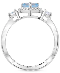 Amethyst (5/8 ct.t.w.) and White Topaz (1/2 'I Love You' Message Ring Sterling Silver