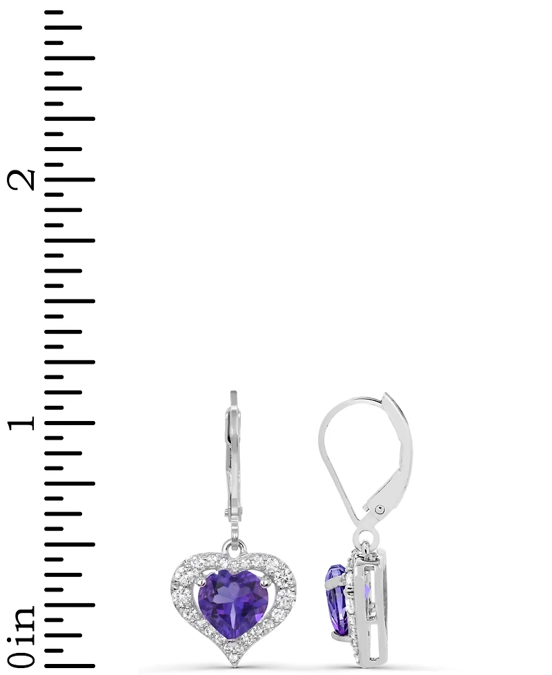 Lab-Grown Pink Sapphire (2-7/8 ct. t.w) and White Earrings Sterling Silver