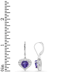 Lab-Grown Pink Sapphire (2-7/8 ct. t.w) and White Earrings Sterling Silver