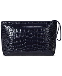 Lauren Ralph Crocodile-Embossed Leather Zipper Pouch