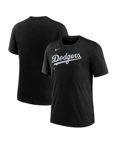 Nike Men's Heather Black Los Angeles Dodgers Lights Out Tri-Blend T-Shirt