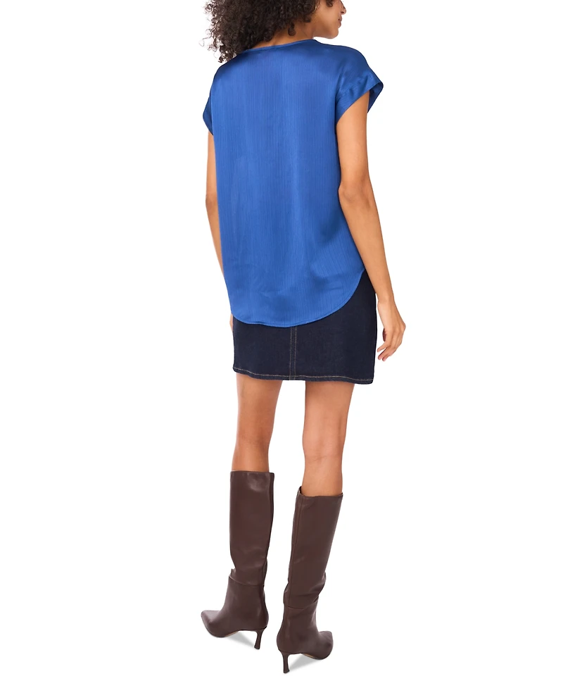 Vince Camuto Women's Solid-Color Tie-Neck Short-Sleeve Blouse