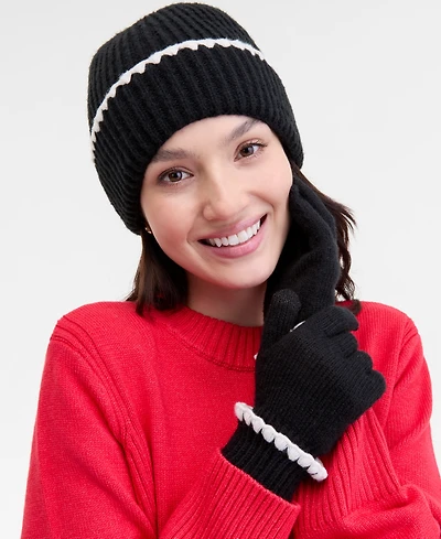 On 34th Ribbed Beanie & Gloves Boxed Set, Macy's Exclusive