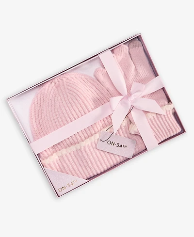 On 34th Ribbed Beanie & Gloves Boxed Set, Macy's Exclusive