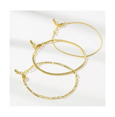 14K Gold-Plated Gilded Bracelets (Set of 3)