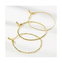 14K Gold-Plated Gilded Bracelets (Set of 3)