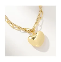 14k Gold-Plated Cubic Zirconia Intertwined Chain and Heart Necklace, 18" + 2" extender