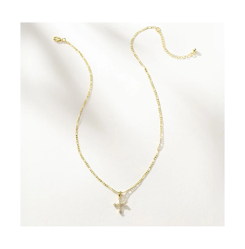 Uncommon James 14k Gold-Plated Cross and Chain Necklace, 16" + 2" extender