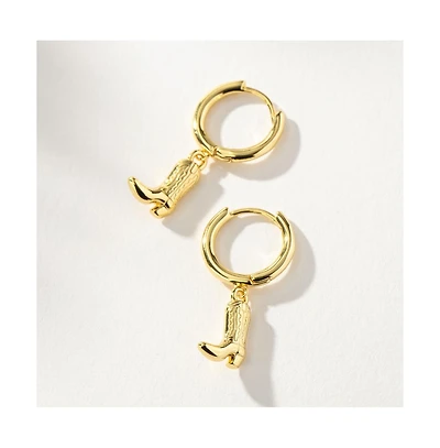 Uncommon James 14K Gold-Plated Cowboy Boot Huggies, 0.5"
