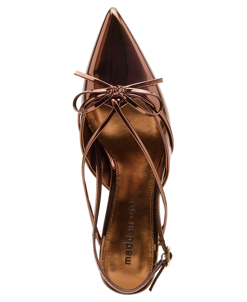 Madden Girl Women's Vixen Bow Slingback Kitten Heel Pumps