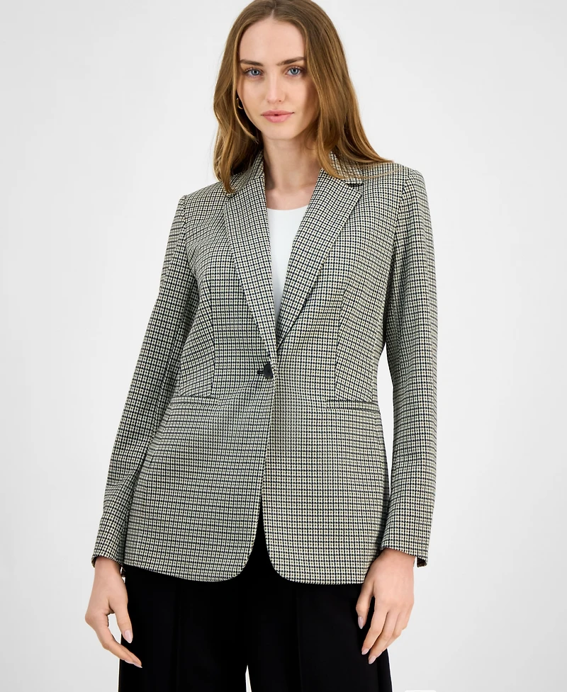 Bar Iii Women's Plaid One-Button Notch-Collar Jacket, Macy's Exclusive