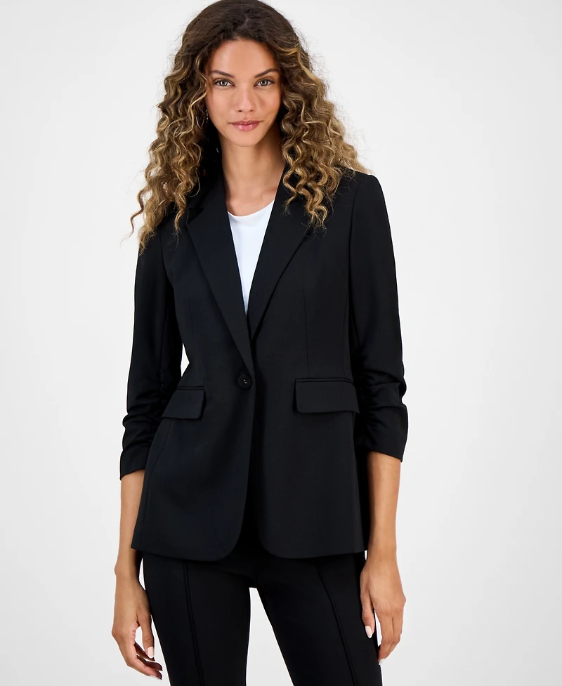 Bar Iii Women's Crepe One-Button Scrunched-Sleeve Jacket, Macy's Exclusive