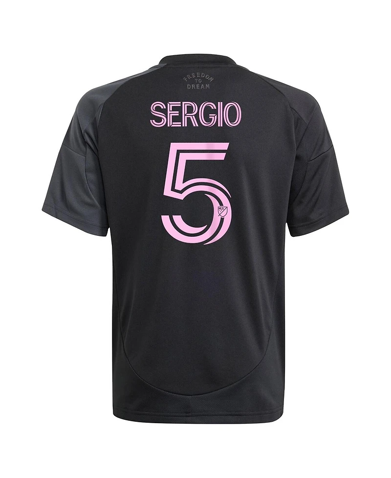 Adidas Big Boys and Girls Sergio Busquets Black Inter Miami Cf 2025 The Fortitude Kit Replica Player Jersey