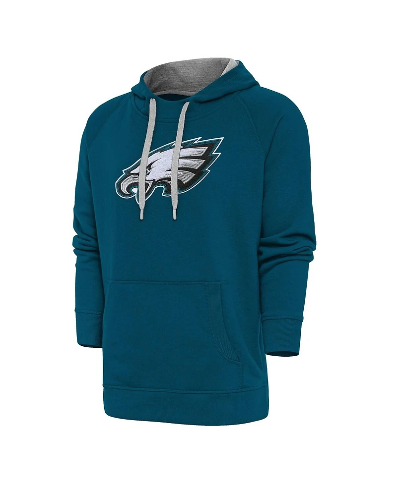 Antigua Men's Midnight Green Philadelphia Eagles Victory Chenille Pullover Hoodie