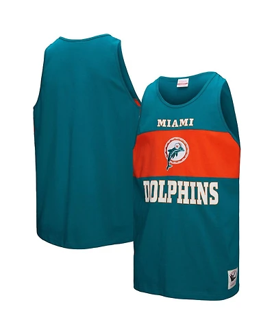 Mitchell & Ness Men's Aqua Miami Dolphins Retro Color Block Tank Top