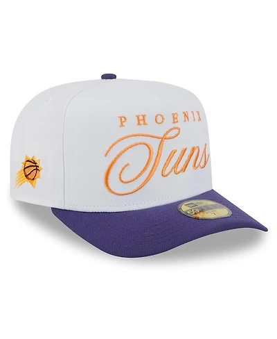New Era Men's White/Purple Phoenix Suns 2025 Nba Draft A-Frame 59FIFTY Fitted Hat