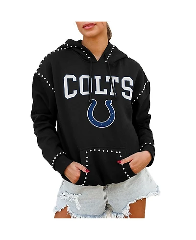 Gameday Couture Women's Black Indianapolis Colts Catch the Vibe Studded Pullover Hoodie