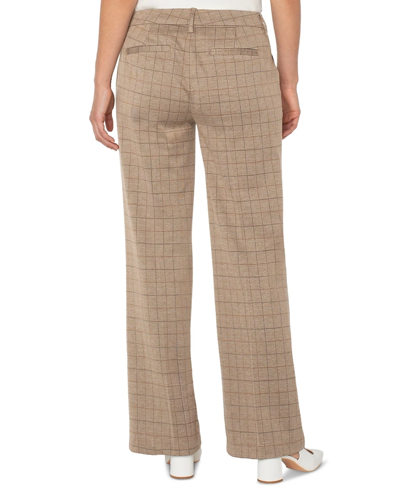 Liverpool Los Angeles Petite Kelsey Check Wide-Leg Pants