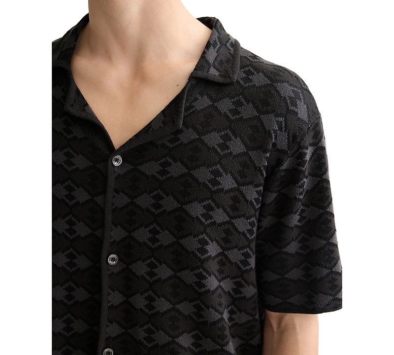 Scotch & Soda Men's Short Sleeve Tone on Button-Front Shirt