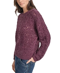 Dkny Jeans Petite Pointelle Crewneck Sweater