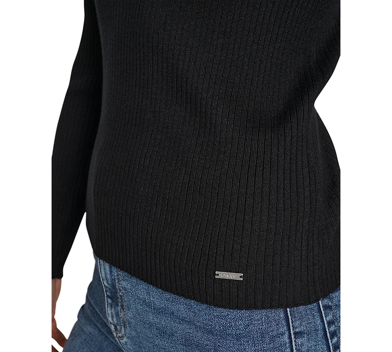 Dkny Jeans Petite Ribbed Johnny-Collar Sweater