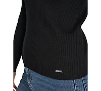 Dkny Jeans Petite Ribbed Johnny-Collar Sweater