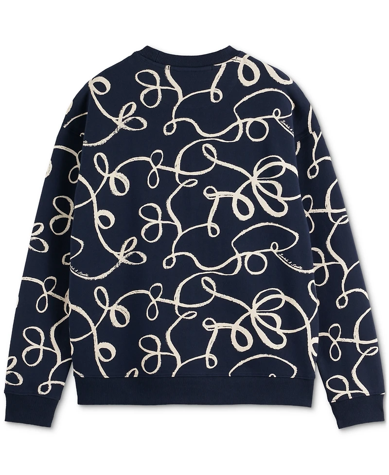 Scotch & Soda Men's Relaxed Fit Long Sleeve Ribbon Print Sweatshirt