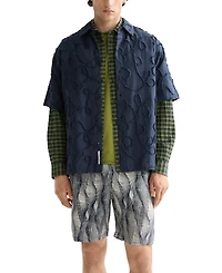 Scotch & Soda Men's Relaxed Fit Short Sleeve Button-Front Jacquard Shirt