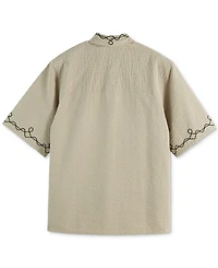 Scotch & Soda Men's Relaxed Fit Short Sleeve Embroidered Button-Front Shirt
