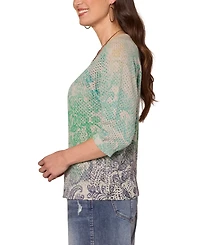 Democracy Petite Printed Dolman-Sleeve Sweater