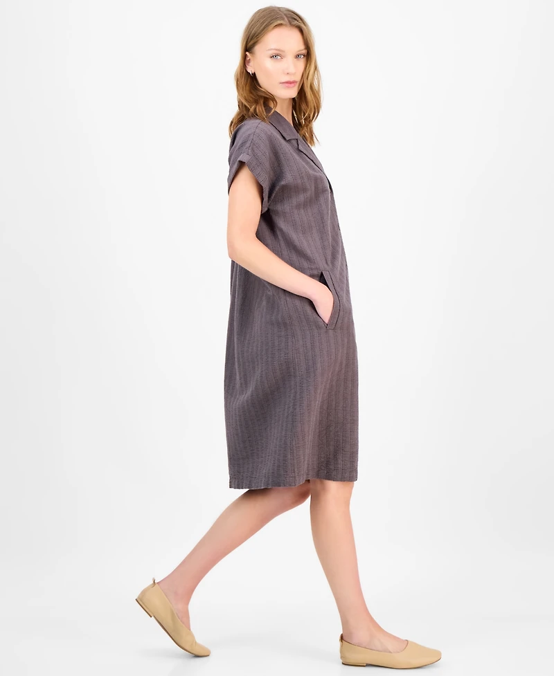 Eileen Fisher Women's Striped Notched-Collar Shirtdress