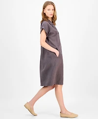 Eileen Fisher Women's Striped Notched-Collar Shirtdress