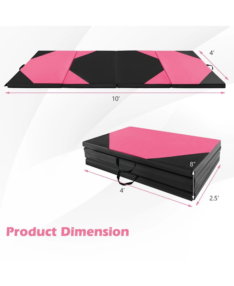 Akiudex 10 Feet x 4 Feet x 2 Inch Folding Exercise Mat with Hook and Loop Fasteners
