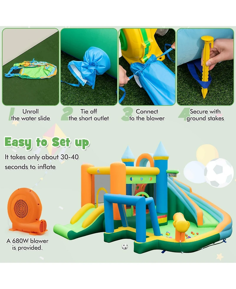 Gymax Inflatable Water Slide Kids Blow up Water Park with Climbing Wall Blower Included