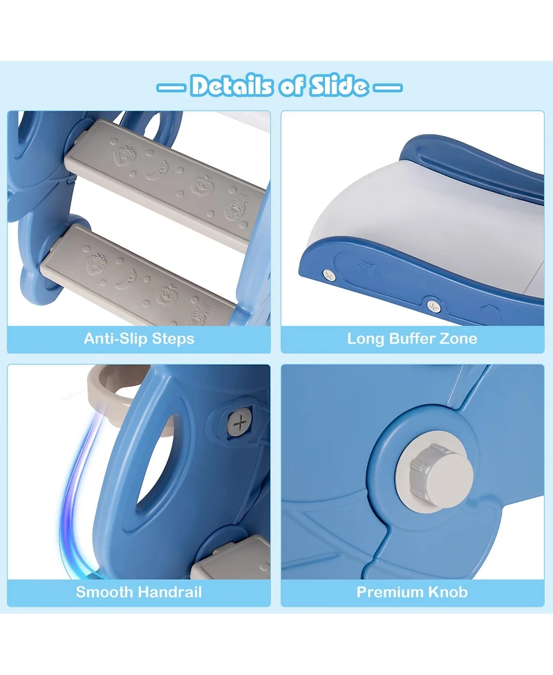 4 in 1 Foldable Baby Slide Toddler Climber Slide PlaySet w/ Ball