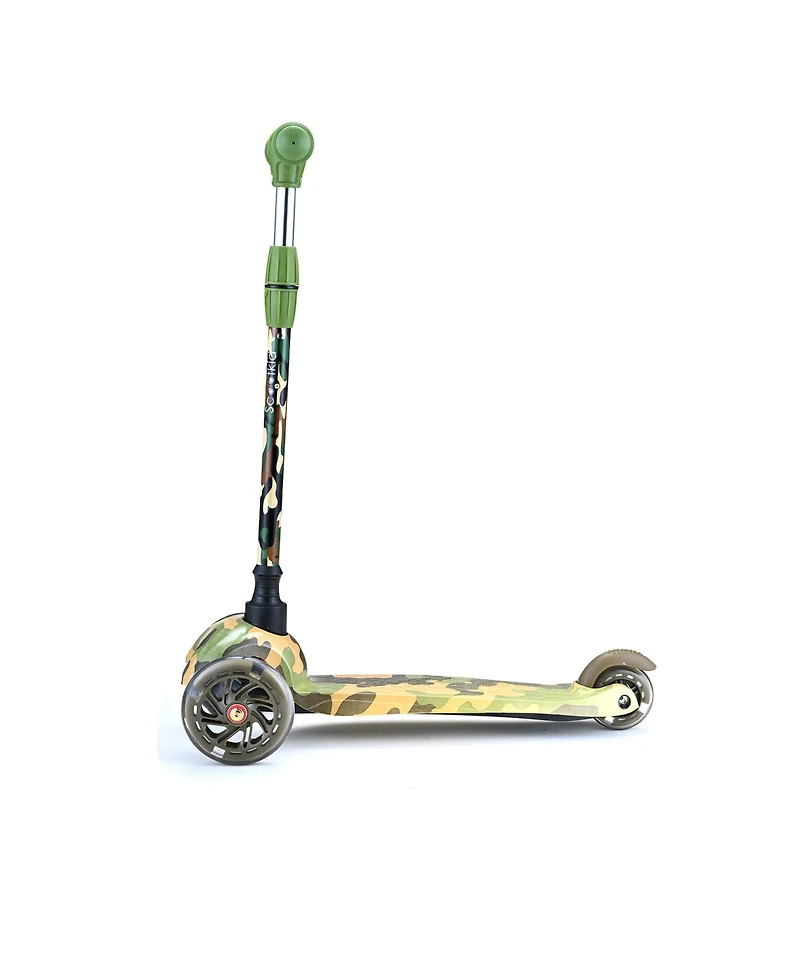 Lightweight and Adjustable Mini Kickboard Scooter with Led Light Wheel for Kids (Camo)