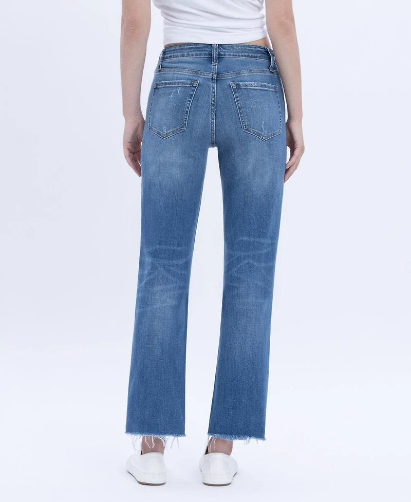 Flying Monkey Women's Mid Rise Crop Straight Jeans