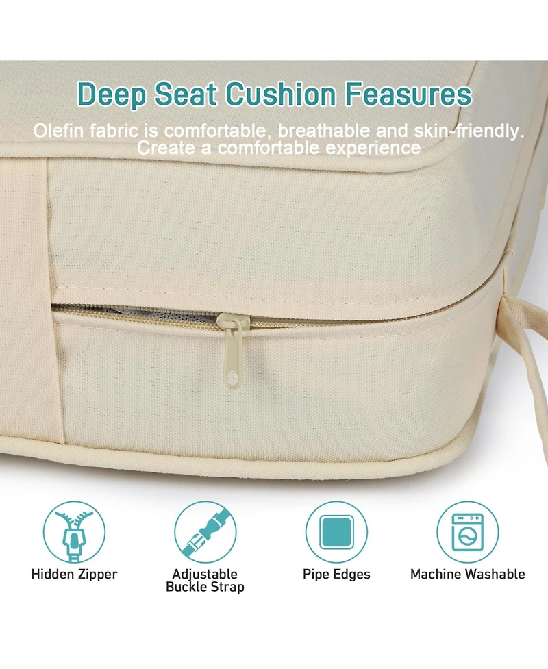 Aoodor 24.4" x 24.4"x5.1" Patio Furniture Outdoor Deep Seat Cushion(2 pieces