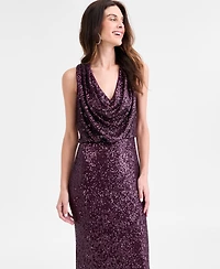 Eliza J Women's Sequined Cowlneck Gown