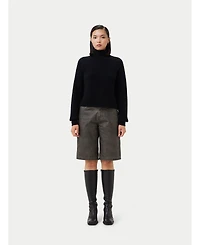 Gobi Cashmere Cropped T-Neck Sweater