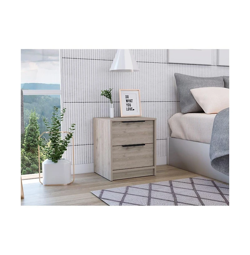 Stylish Rectangular One Drawer Nightstand with Wood Top for Small Spaces