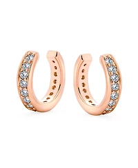 Bling Jewelry Minimalist Ear Cuff Cartilage Cz Band Clip Wrap Helix Earrings 14K Rose Gold