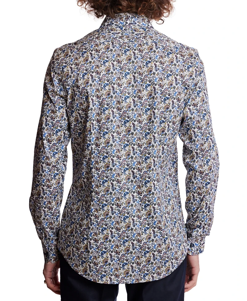 Paisley & Gray Men's Samuel Slim Fit Long Sleeve Floral Print Button-Front Shirt