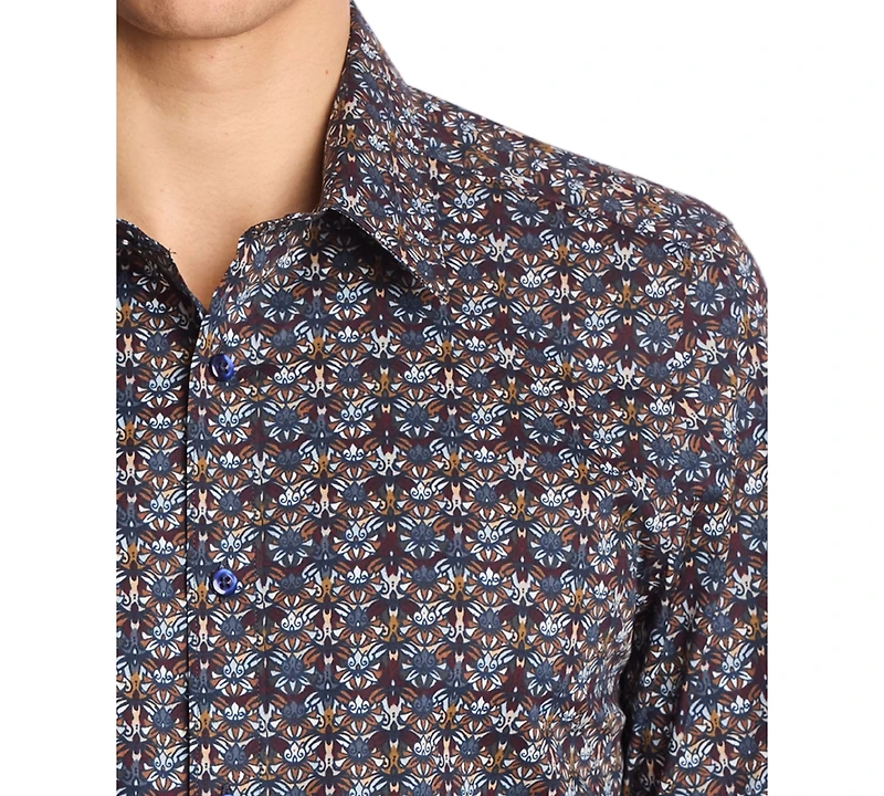 Paisley & Gray Men's Parker Slim Fit Long Sleeve Abstract Print Button-Front Shirt