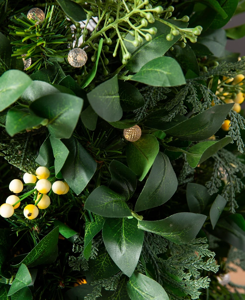 Balsam Hill 24" Outdoor Berry Cypress Pre-Lit Wreath
