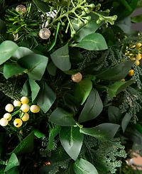 Balsam Hill 24" Outdoor Berry Cypress Pre-Lit Wreath