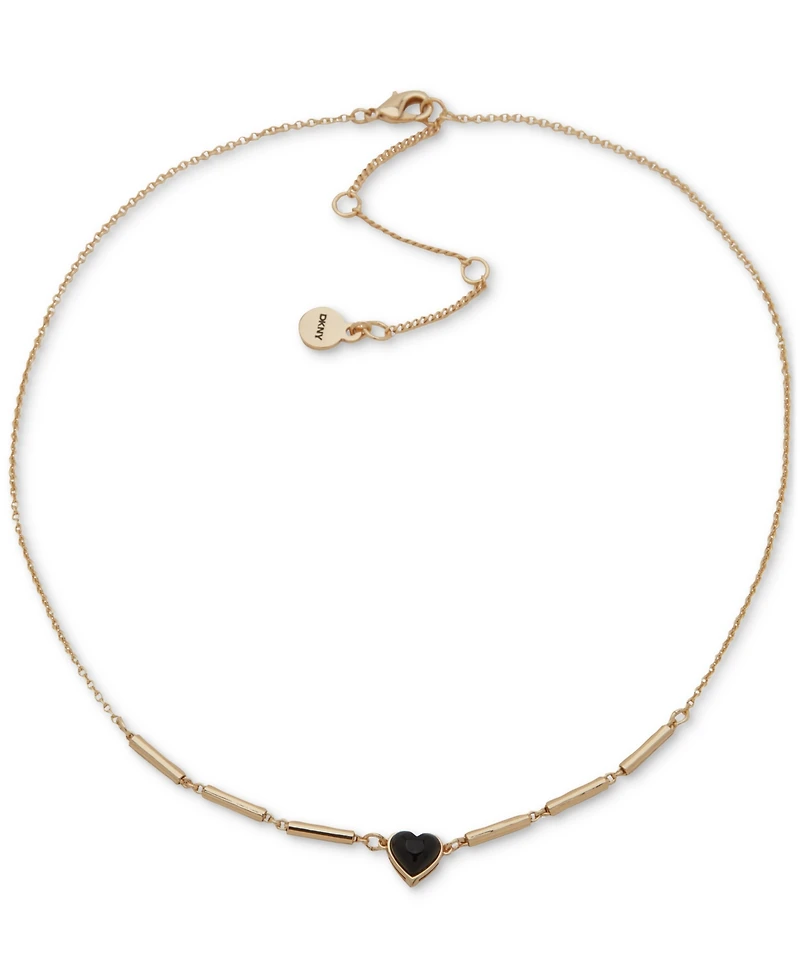 Dkny Stone Heart Pendant Necklace, 16" + 3" extender