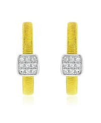 Suzy Levian Golden Helix Sterling Silver & Cubic Zirconia Pave Coil Huggie Hoop Earrings