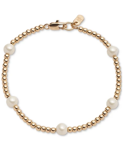 Lauren Ralph Lauren Gold-Tone Station Faux-Pearl Flex Bracelet
